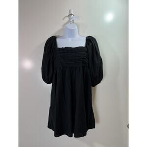 Abercrombie & Fitch Womens Emerson Puff Sleeve Mini Dress Size XS Black Festival